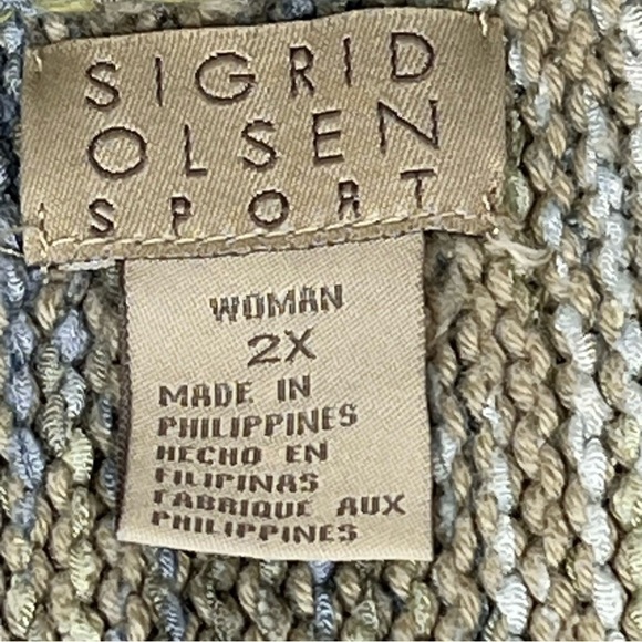 VTG SIGRID OLSEN SPORT Long Sleeve Floral Green Sweater Knit Top Size 2X - Picture 14 of 16